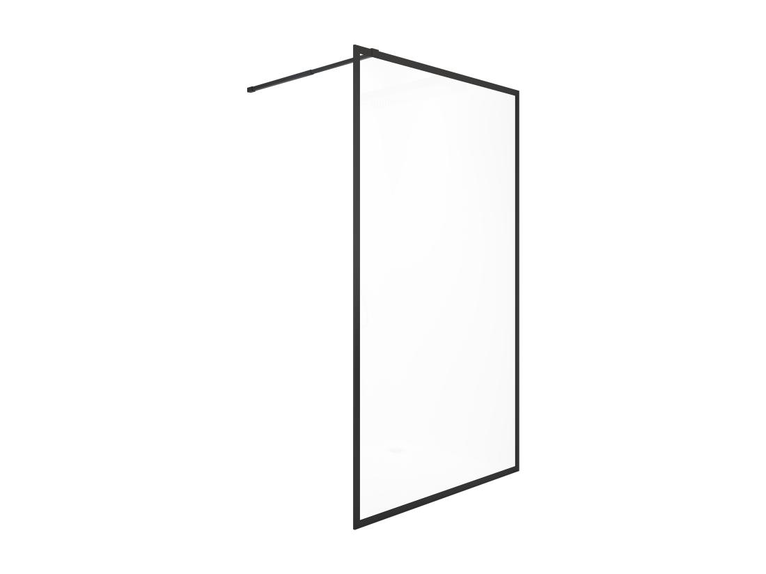 Vente Unique Paroi De Douche à L'italienne - 100 X 200 Cm - Noir Mat - Verre Trempé - AMBERI