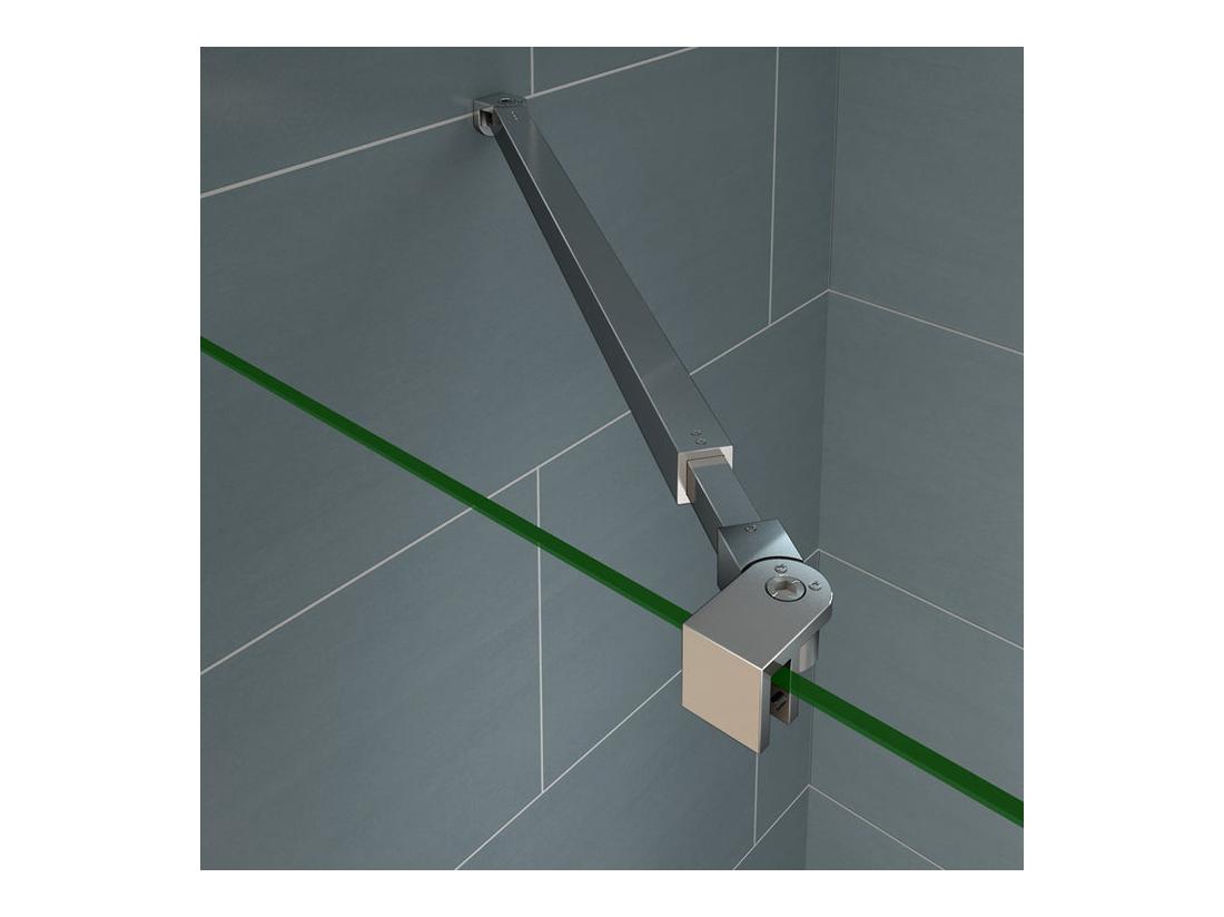 Vente Unique Paroi De Douche à L'italienne 120x200cm Avec Barre De Fixation 73-120cm En Carré En 8mm Verre Bande Centrale Dépolie