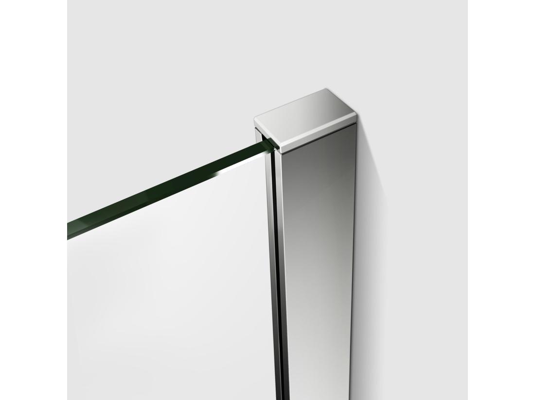 vente unique Paroi de douche à l'italienne 120x200cm avec barre de fixation 73-120cm en carré en 8mm verre bande centrale dépolie