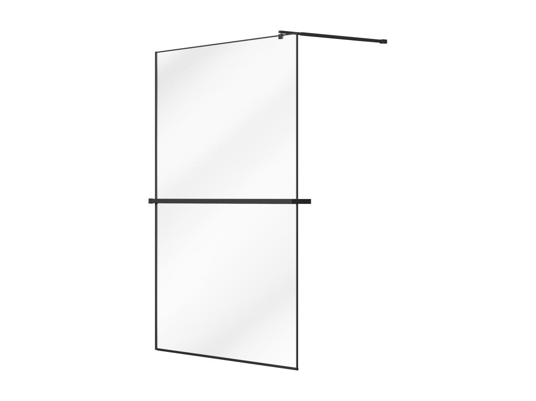 Vente Unique Paroi De Douche à L'italienne Avec Porte-serviette Et étagère - 140 X 200 Cm - Noir Mat - BONPERO