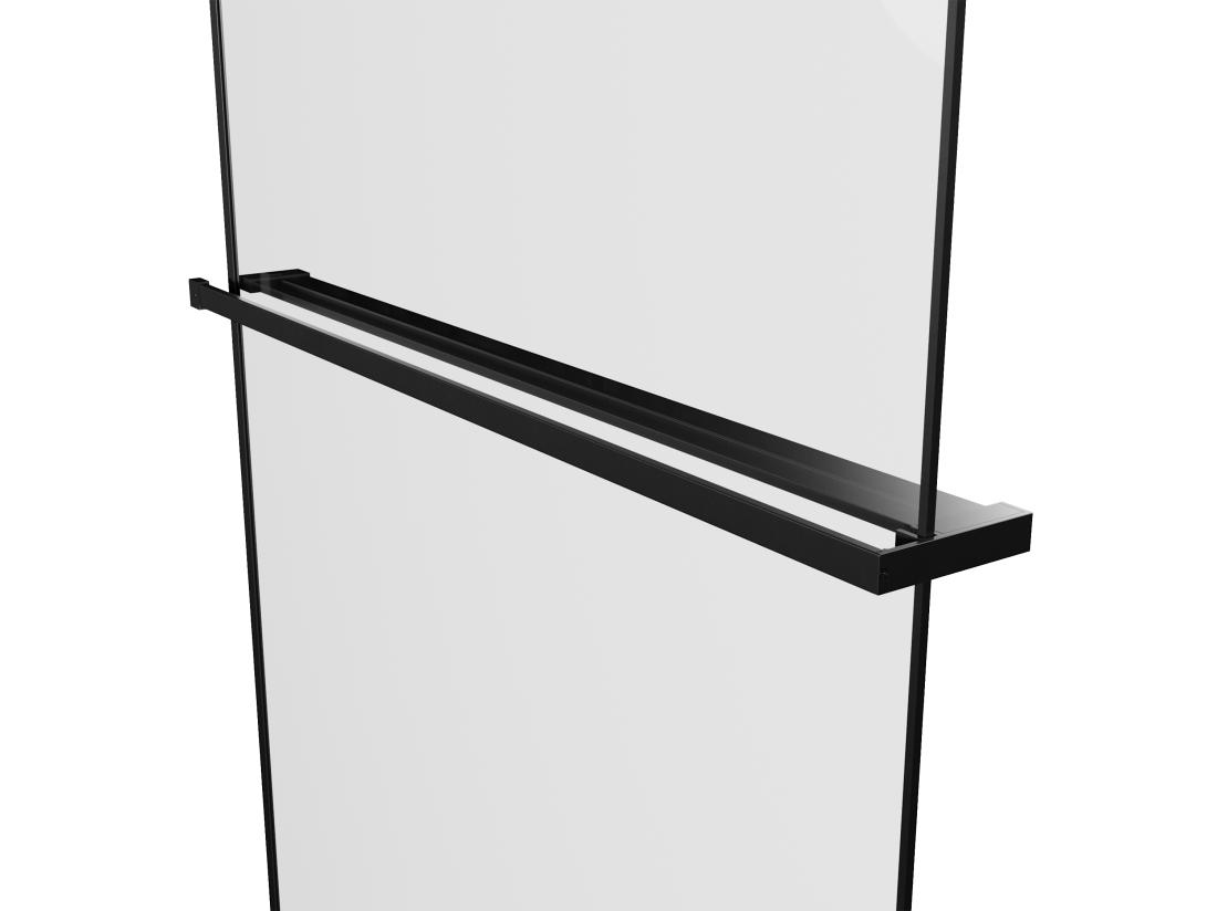 Vente Unique Paroi De Douche à L'italienne Avec Porte-serviette Et étagère - 120 X 200 Cm - Noir Mat - BONPERO