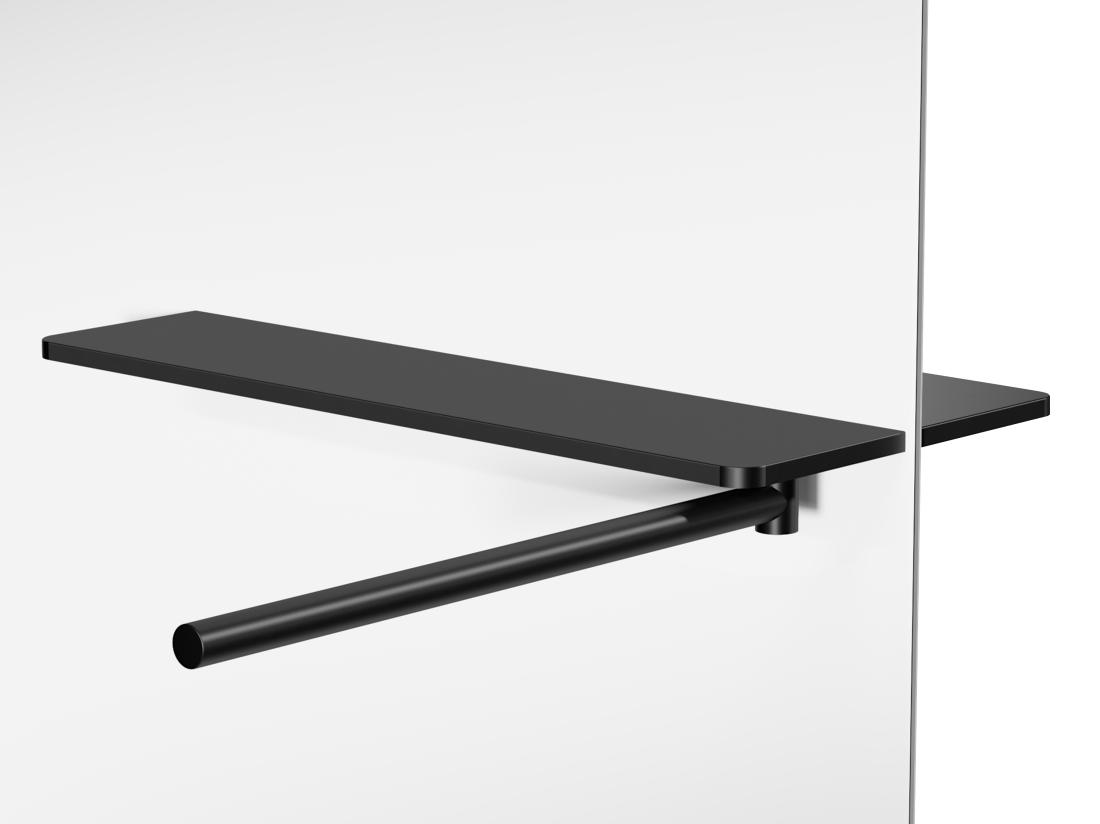 Vente Unique Paroi De Douche à L'italienne Brume Avec Porte Serviette Et étagères - 120 X 200 Cm - Noir Mat - POMARO