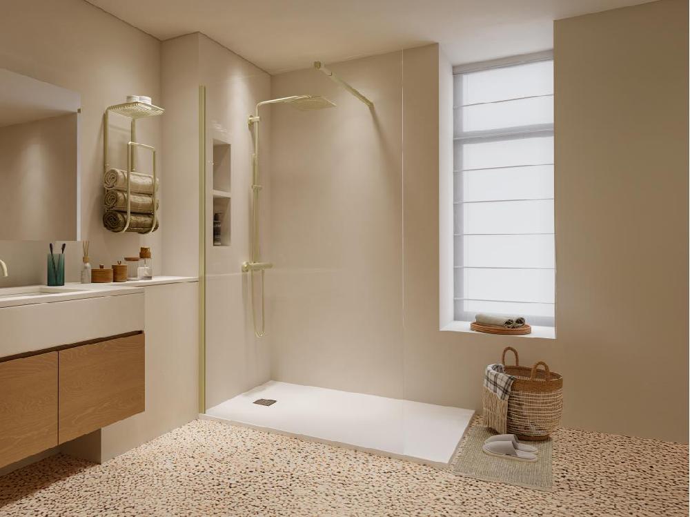 vente unique Paroi de douche à l'italienne - Doré - Verre 6 mm - 140x200 cm - DAREN