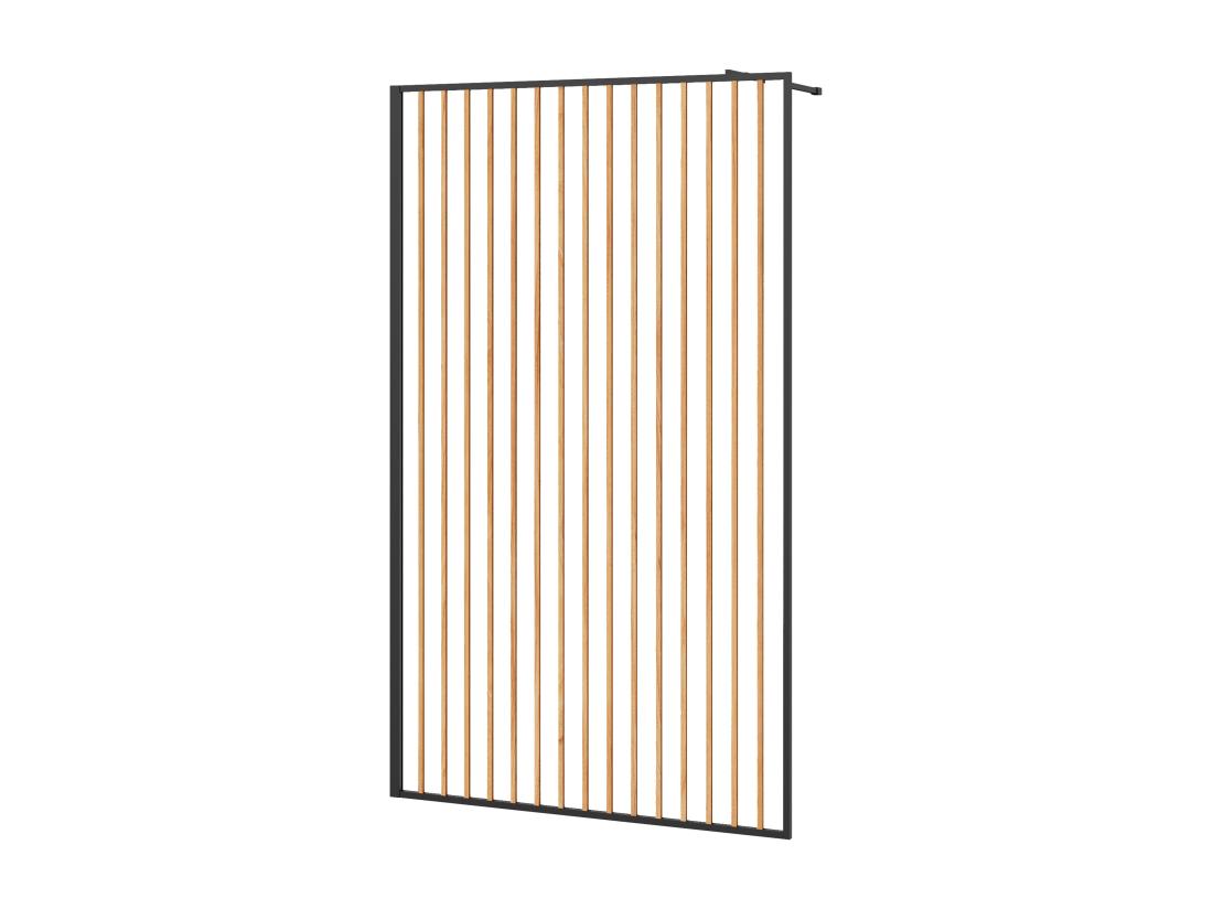Vente Unique Paroi De Douche à L'italienne En Aluminium - Effet Bois Et Noir Mat - 120 X 200 Cm - TOPEKA