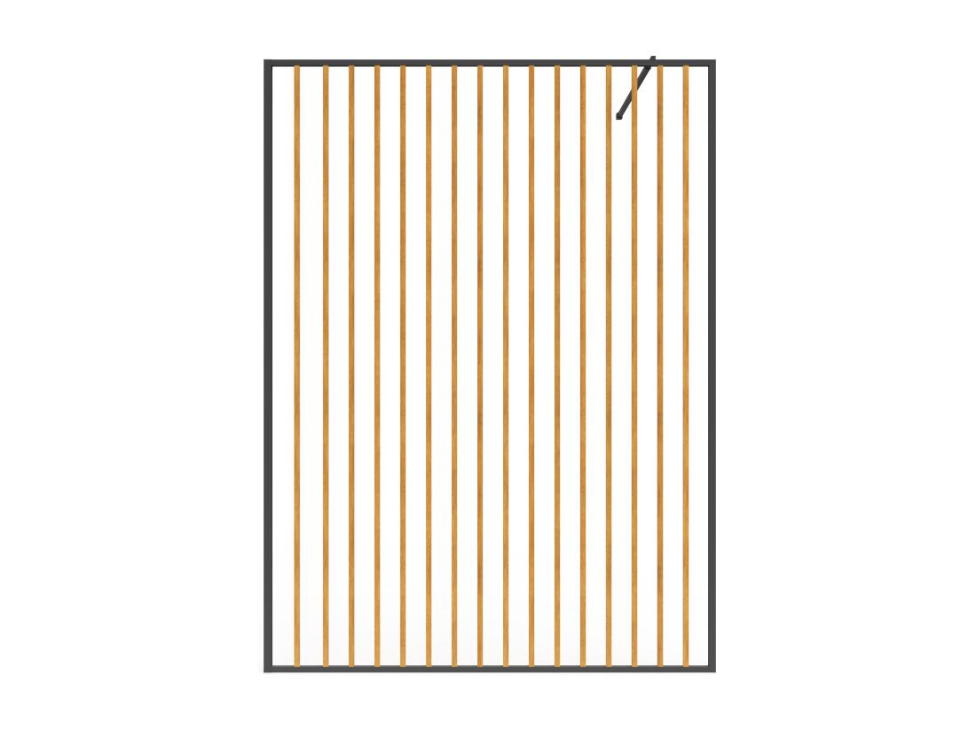 Vente Unique Paroi De Douche à L'italienne En Aluminium - Effet Bois Et Noir Mat - 140 X 200 Cm - TOPEKA