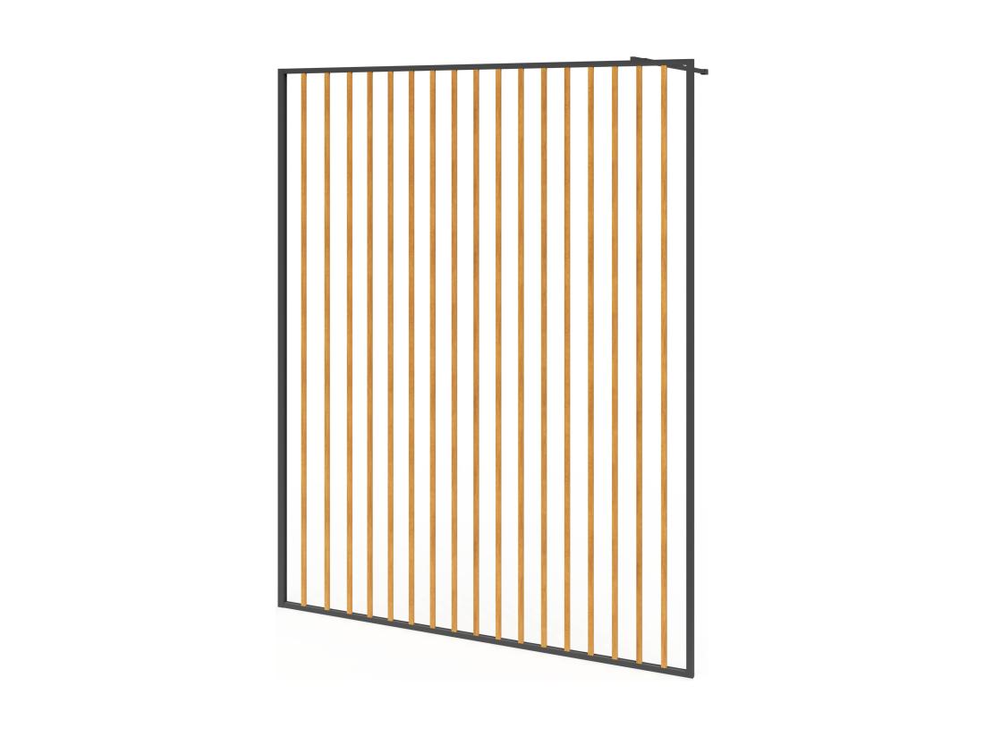 Vente Unique Paroi De Douche à L'italienne En Aluminium - Effet Bois Et Noir Mat - 140 X 200 Cm - TOPEKA