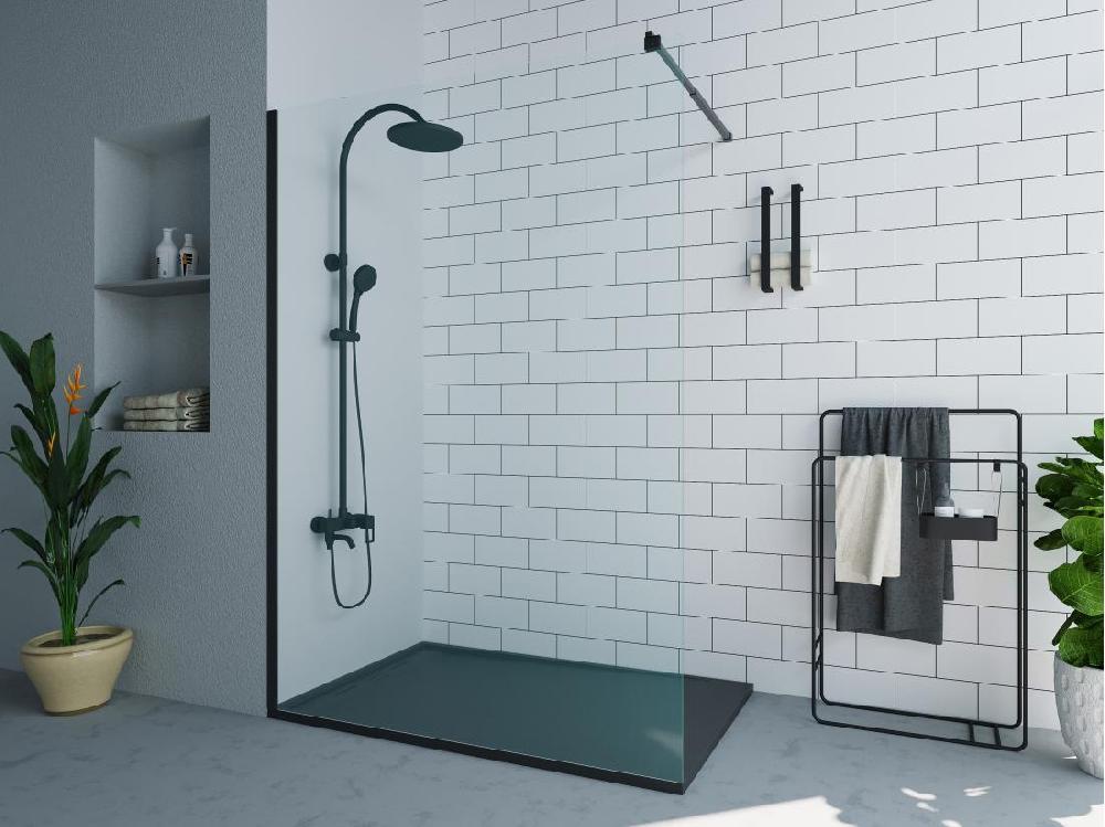 vente unique Paroi de douche à l'italienne - Noir mat - Verre 6 mm - 140x200 cm - DAREN
