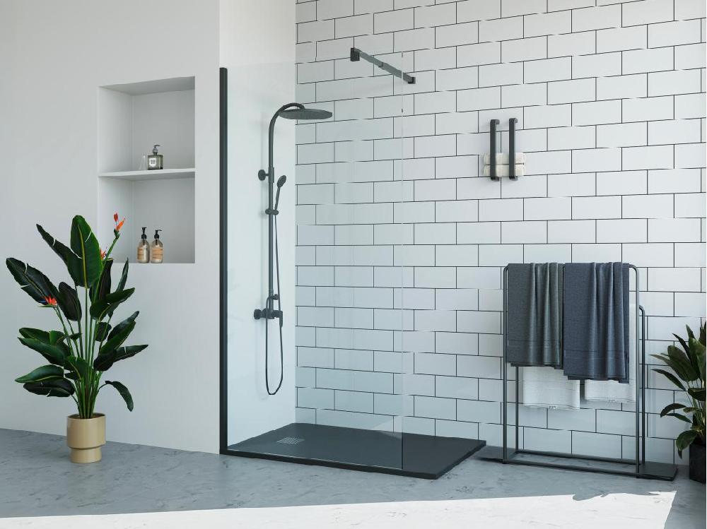 vente unique Paroi de douche à l'italienne - Noir mat - Verre 6 mm - 100x200 cm - DAREN