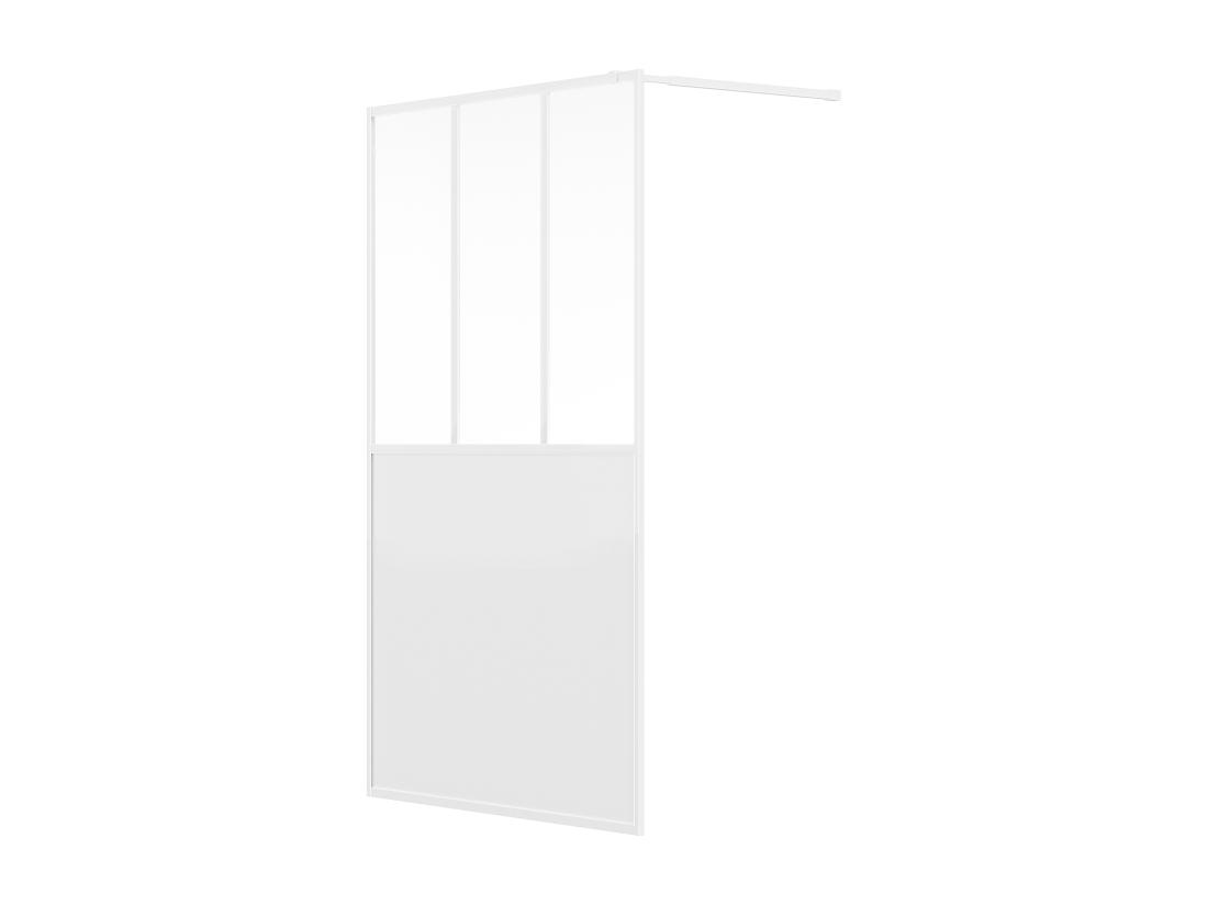 Vente Unique Paroi De Douche à L'italienne Style Atelier - Blanc Mat - 120 X 200 Cm - URBANIK