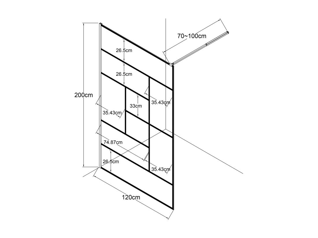 Vente Unique Paroi De Douche à L'italienne Style Industriel - 120 X 200 Cm - SEFANA II