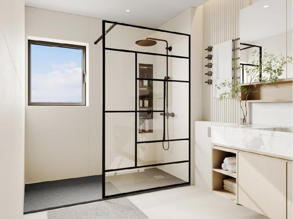 vente unique Paroi de douche à l'italienne style industriel - 120 x 200 cm - SEFANA II