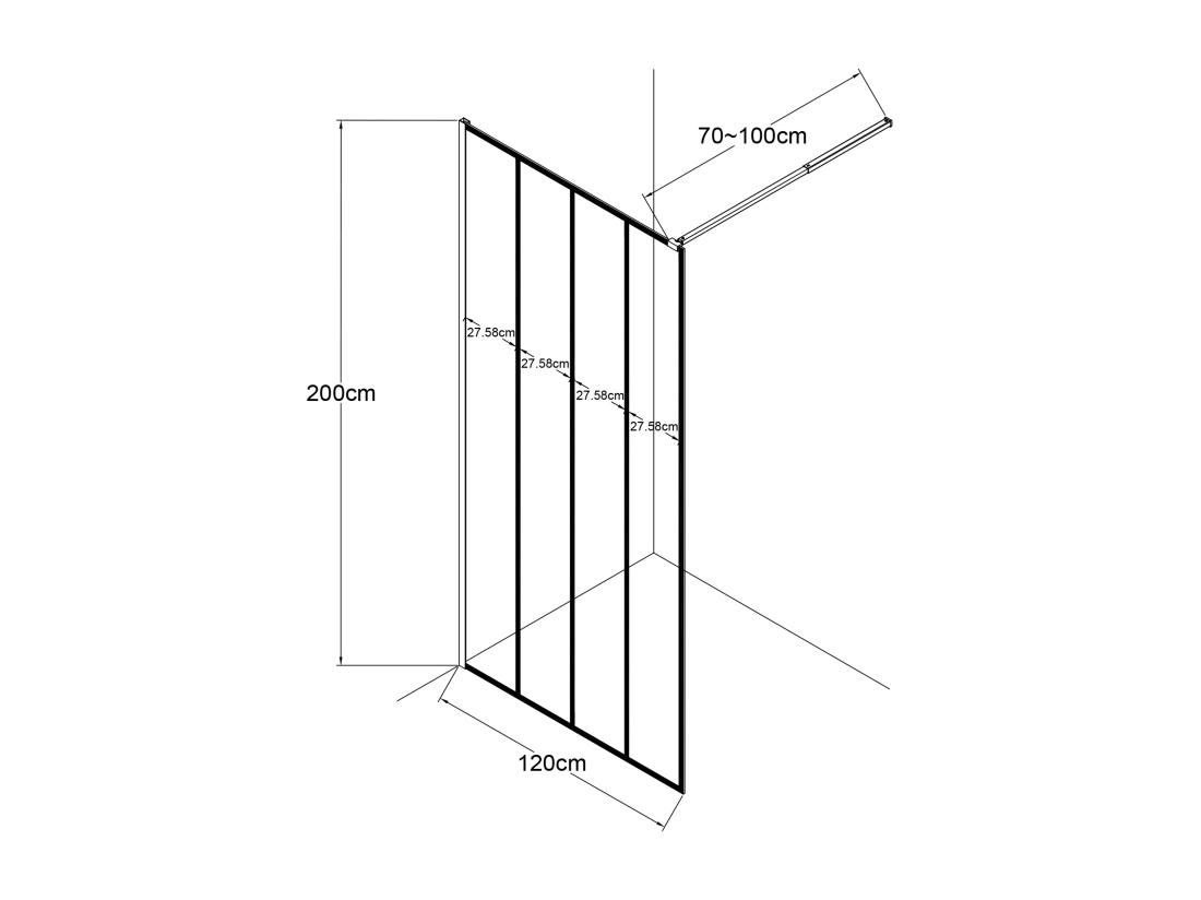 Vente Unique Paroi De Douche à L'italienne Style Industriel - 120 X 200 Cm - ATALIA II