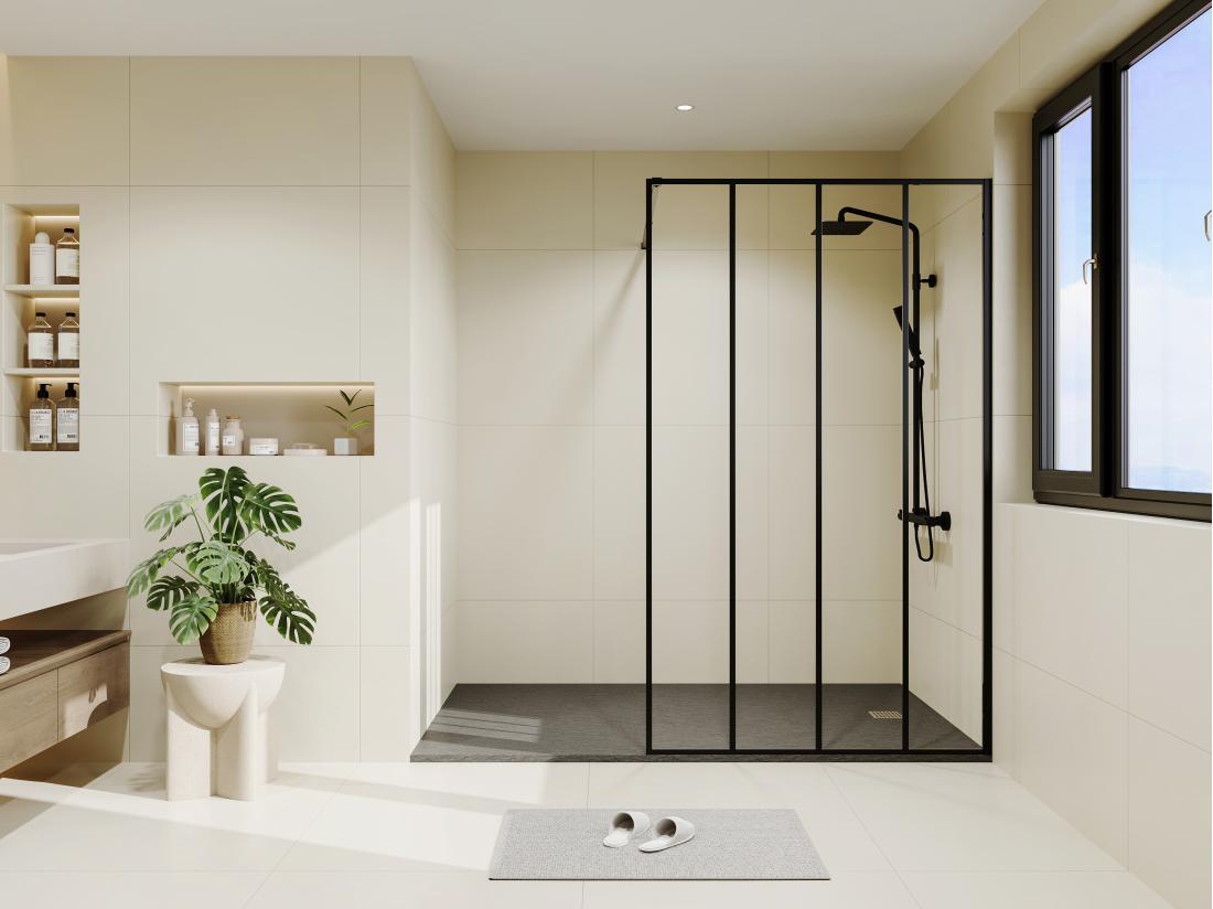 vente unique Paroi de douche à l'italienne style industriel - 120 x 200 cm - ATALIA II