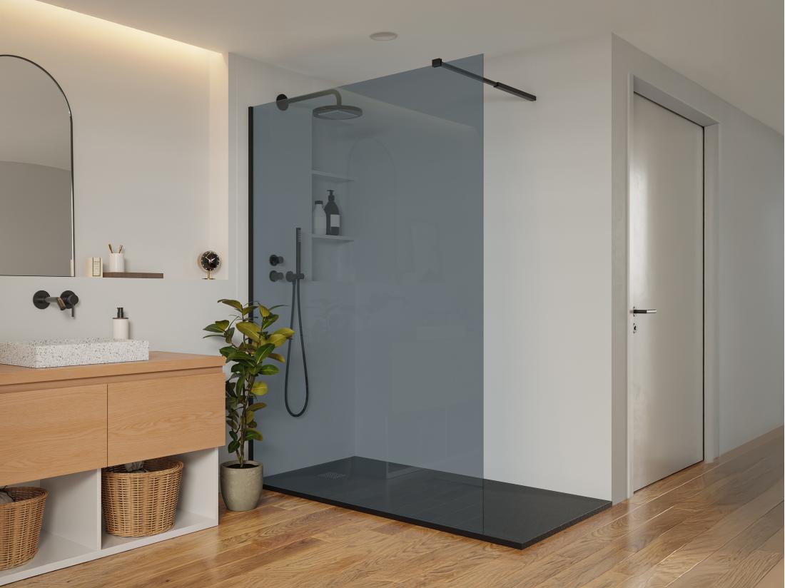 vente unique Paroi de douche à l'italienne - Verre fumé gris - 140x200 cm - MALIKA II