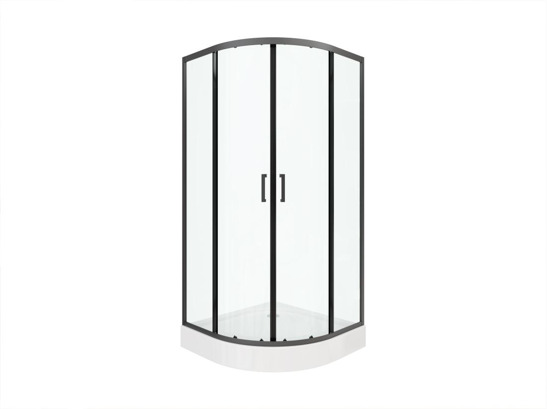 Vente Unique Paroi De Douche D'angle Avec Receveur - Noir - L90 X L90 X H192 Cm - SIDOA