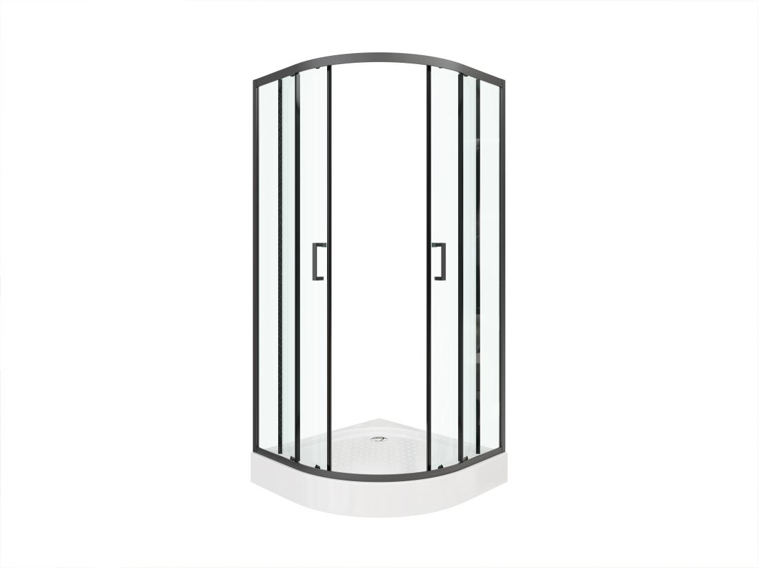 Vente Unique Paroi De Douche D'angle Avec Receveur - Noir - L90 X L90 X H192 Cm - SIDOA