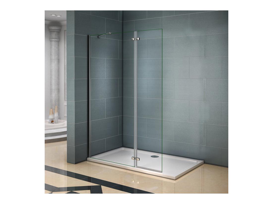 Vente Unique Paroi De Douche Fixe à L'italienne Avec Retour Pivotant 90+40x200cm Charnières Avec Barre De Fixation D'angle 45cm