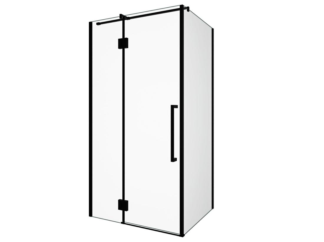 Vente Unique Paroi De Douche Fixe Avec Porte Pivotante Noir Mat Style Industriel - 80 X 100 X 190 Cm - PRINCETON