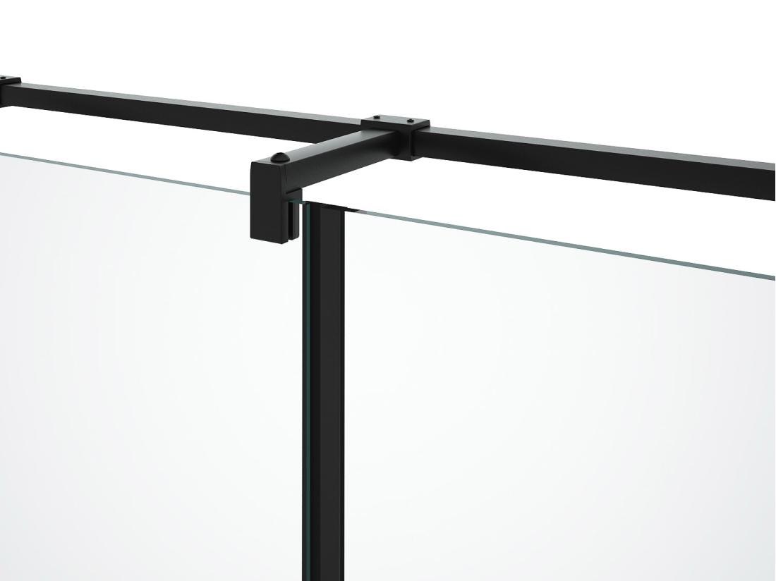 Vente Unique Paroi De Douche Fixe Avec Porte Pivotante Noir Mat Style Industriel - 80 X 100 X 190 Cm - PRINCETON