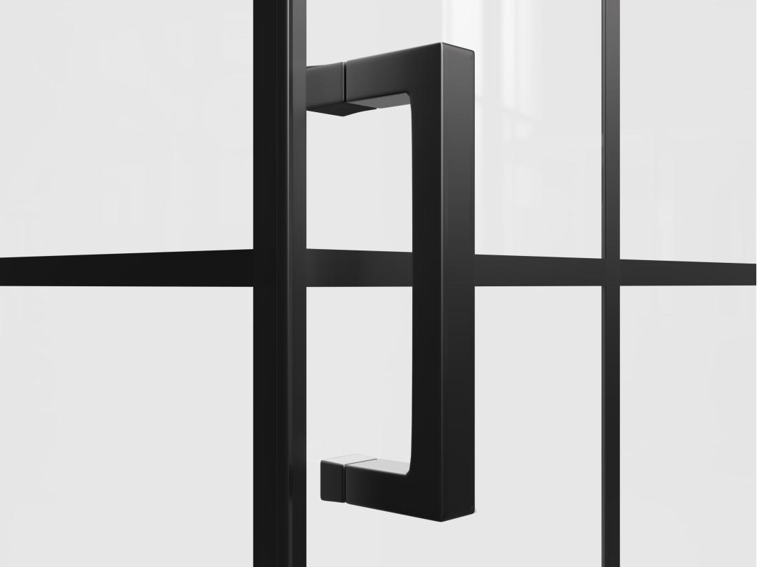 Vente Unique Paroi De Douche Fixe Avec Porte Pivotante Serigraphiée Noir Mat - 120 X 80 X 190 Cm - CAPARICA