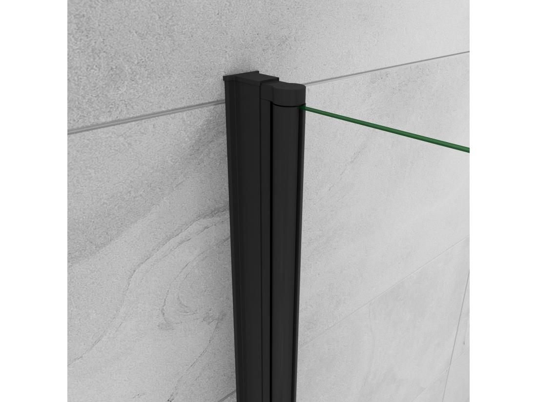 Vente Unique Paroi De Douche Italienne Pivotante 45x200cm Paroi De Douche Retour Pivotant Mural En Verre 8mm Anticalcaire Profilé Noir Mat