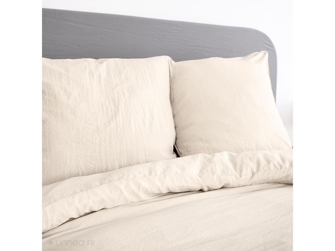 Vente Unique Parure 240x220 Cm MILA Polyester Micro Lavée Marron Sable 3 Pièces