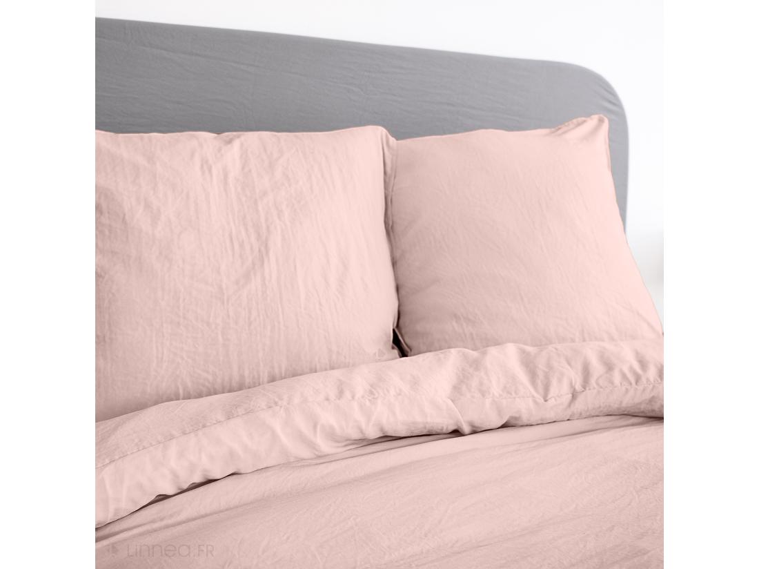 Vente Unique Parure 260x240 Cm MILA Polyester Micro Lavée Rose Poudré 3 Pièces
