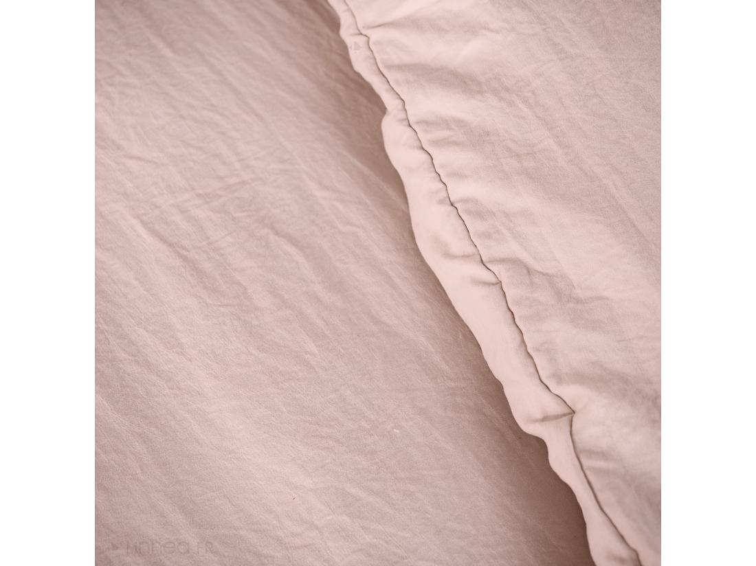 Vente Unique Parure 260x240 Cm MILA Polyester Micro Lavée Rose Poudré 3 Pièces
