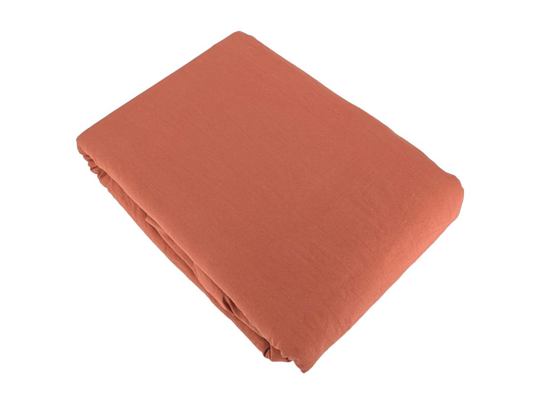 Vente Unique Parure 260x240 Cm MILA Polyester Micro Lavée Rouge Terracotta 3 Pièces