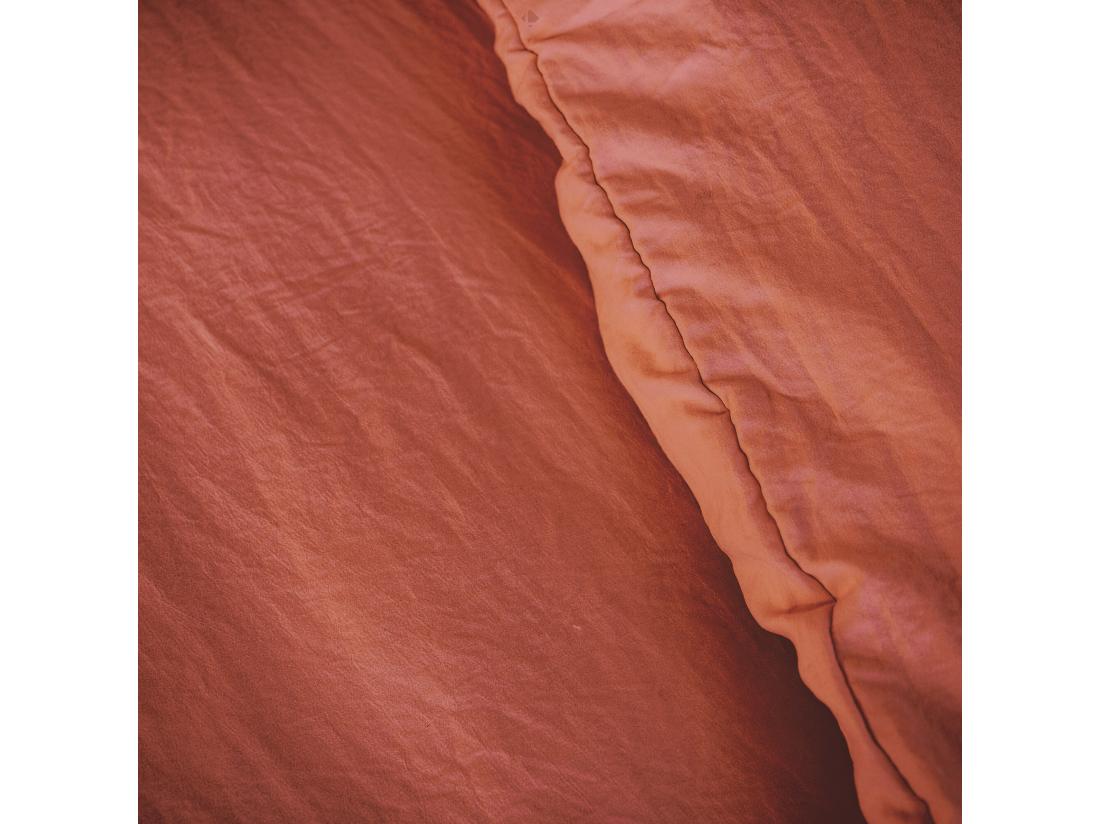 Vente Unique Parure 260x240 Cm MILA Polyester Micro Lavée Rouge Terracotta 3 Pièces