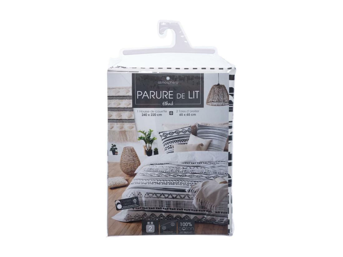 Vente Unique Parure De Lit 2 Personnes 240 X 220 Cm Housse De Couette Avec 2 Taies Imprimé Ethnik