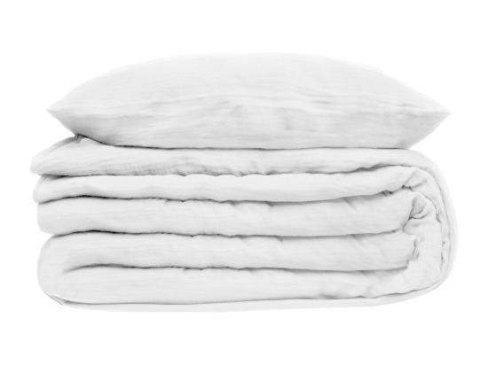 Vente Unique Parure De Lit 2 Personnes En Gaze De Coton Blanc 240 X 220 Cm Housse De Couette Avec 2 Taies