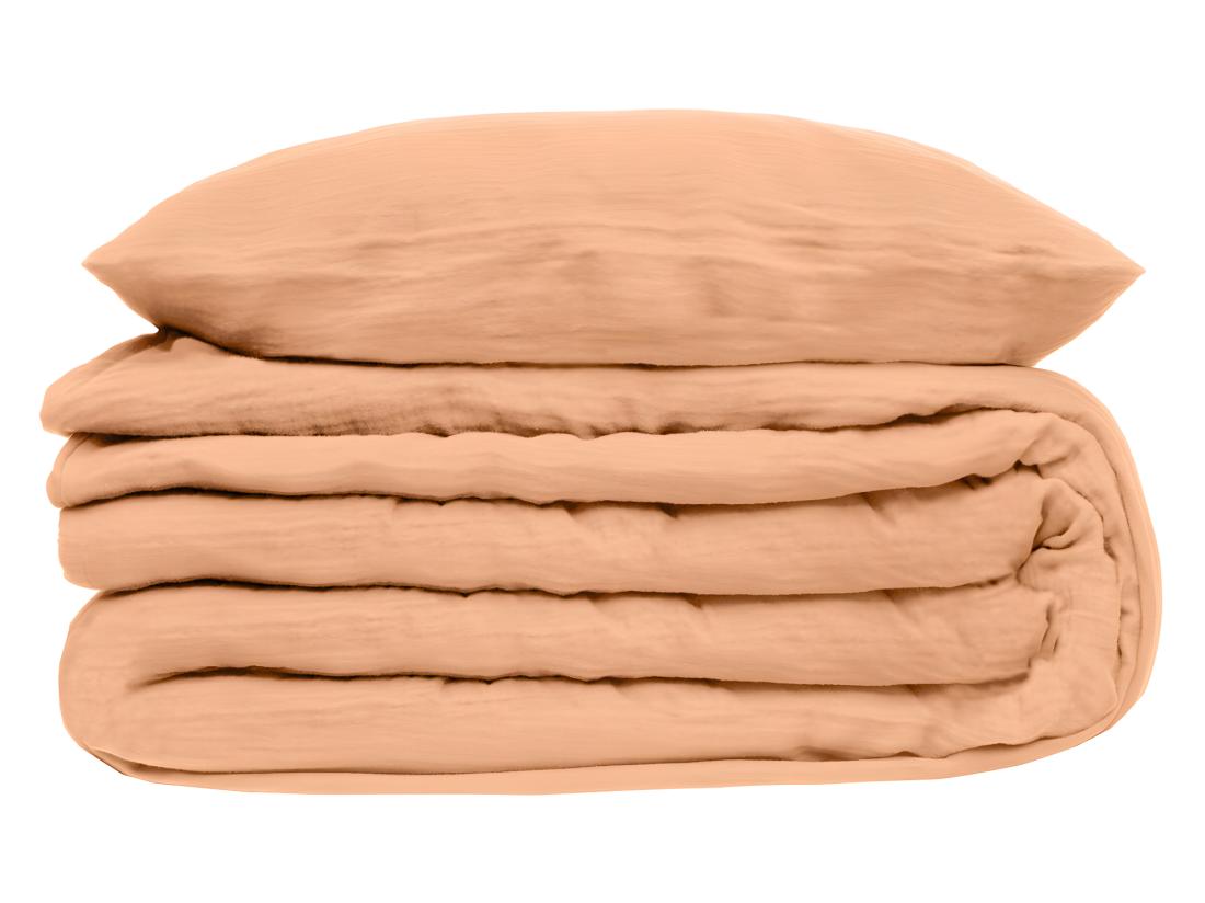 vente unique Parure de lit 2 Personnes en gaze de coton Rose 260 x 240 cm Housse de couette avec 2 taies