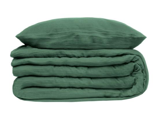 vente unique Parure de lit 2 Personnes en gaze de coton Vert Céladon 260 x 240 cm Housse de couette avec 2 taies