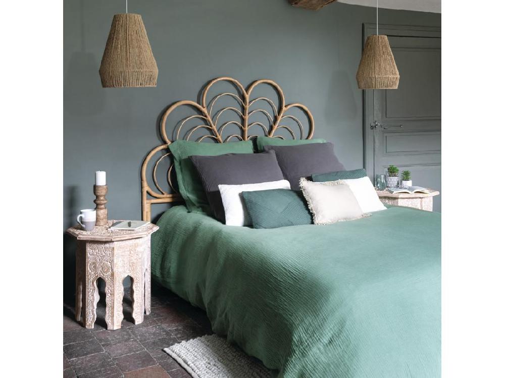 vente unique Parure de lit 2 Personnes en gaze de coton Vert Céladon 240 x 220 cm Housse de couette avec 2 taies