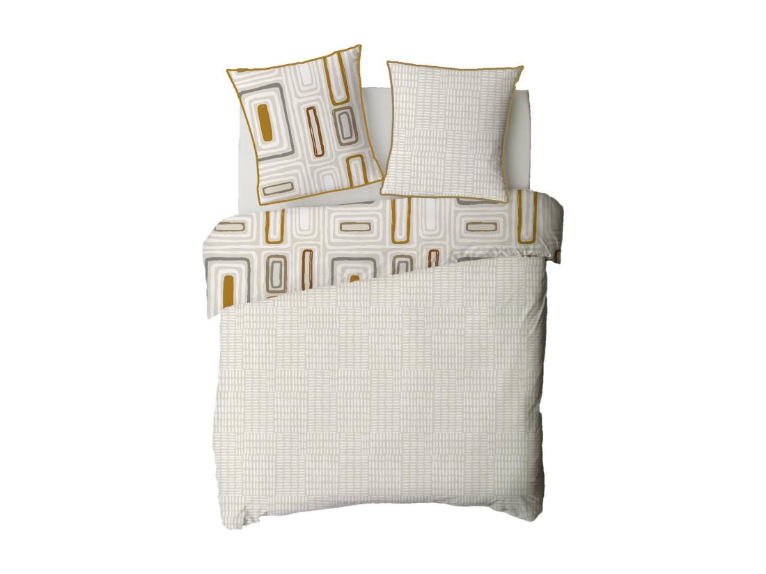 Vente Unique Parure De Lit 2 Personnes Géométrique Réversible 240x220cm