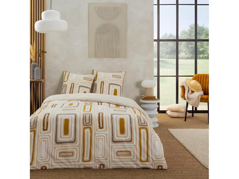 vente unique Parure de lit 2 personnes géométrique réversible 240x220cm
