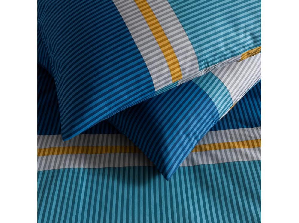 Vente Unique Parure De Lit 2 Personnes Rayé En Coton 57 Fils 240x220cm