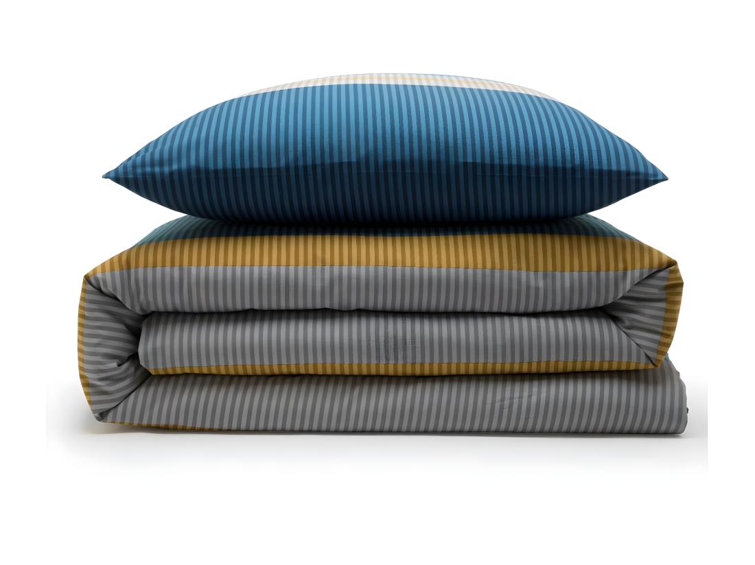 vente unique Parure de lit 2 personnes rayé en coton 57 fils 240x220cm