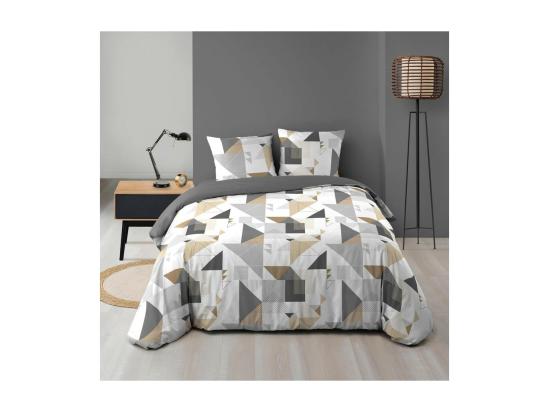 Vente Unique Parure De Lit 2 Pièces "Trigone" 140x200cm Gris
