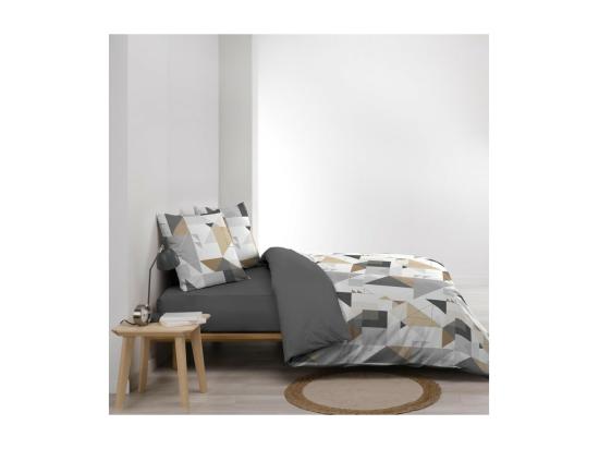 Vente Unique Parure De Lit 2 Pièces "Trigone" 140x200cm Gris