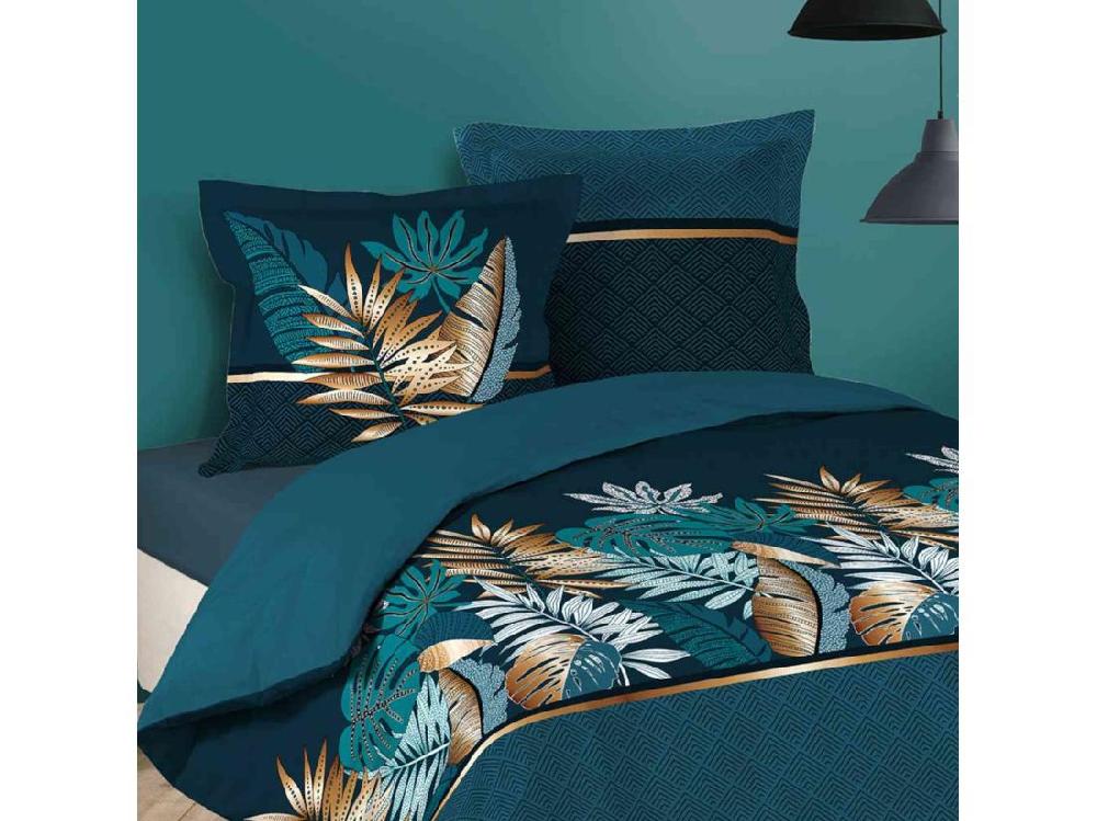 Vente Unique Parure De Lit 3 Pièces "Alianor" 260x240cm Bleu