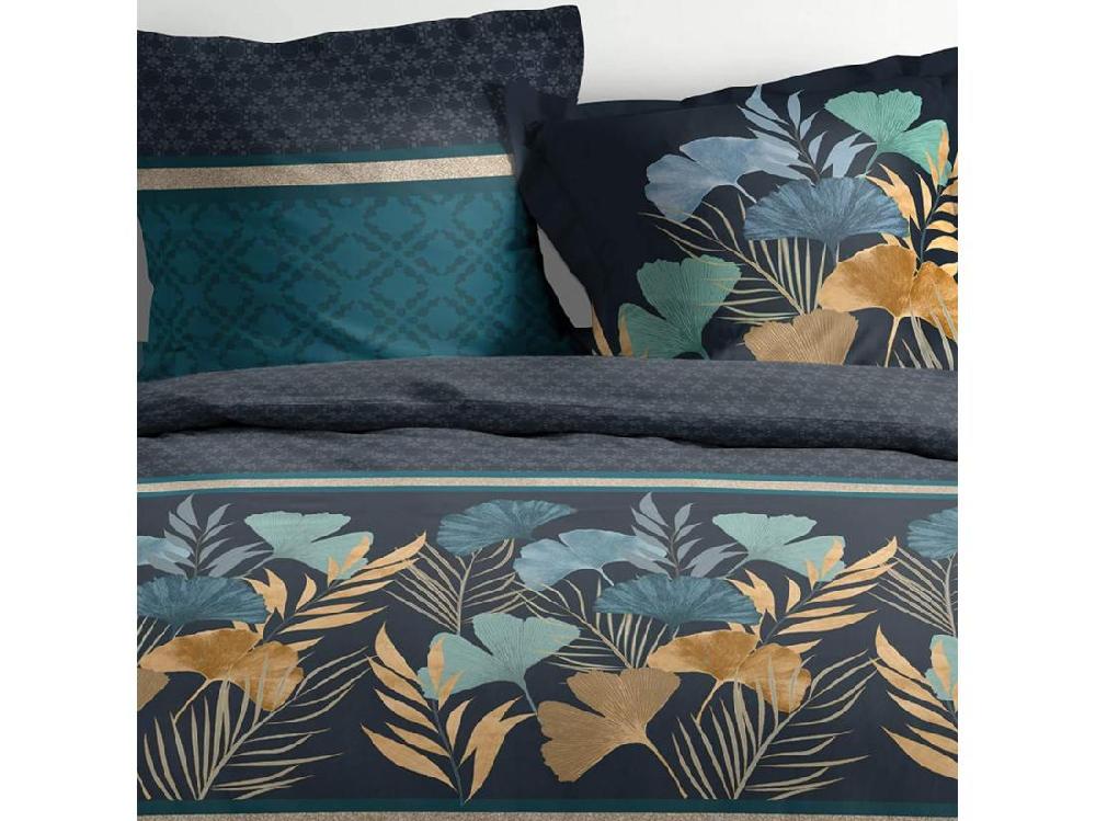 Vente Unique Parure De Lit 3 Pièces "Blondy Line" 240x220cm Bleu