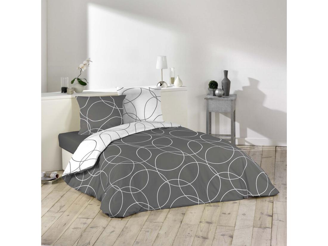 Vente Unique Parure De Lit 3 Pièces "Elton" 240x220cm Gris