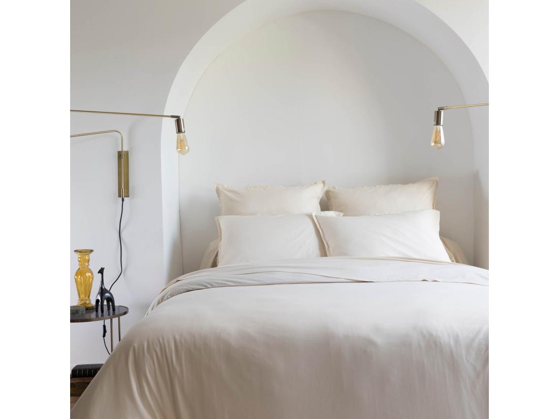 Vente Unique Parure De Lit Coton Lavé - SOMEO Beige 260x240 - CELESTE