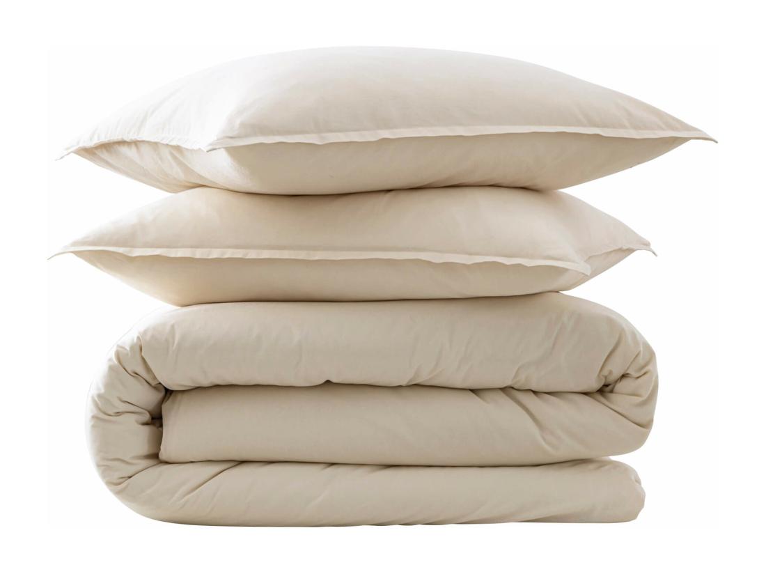 Vente Unique Parure De Lit Coton Lavé - SOMEO Beige 260x240 - CELESTE