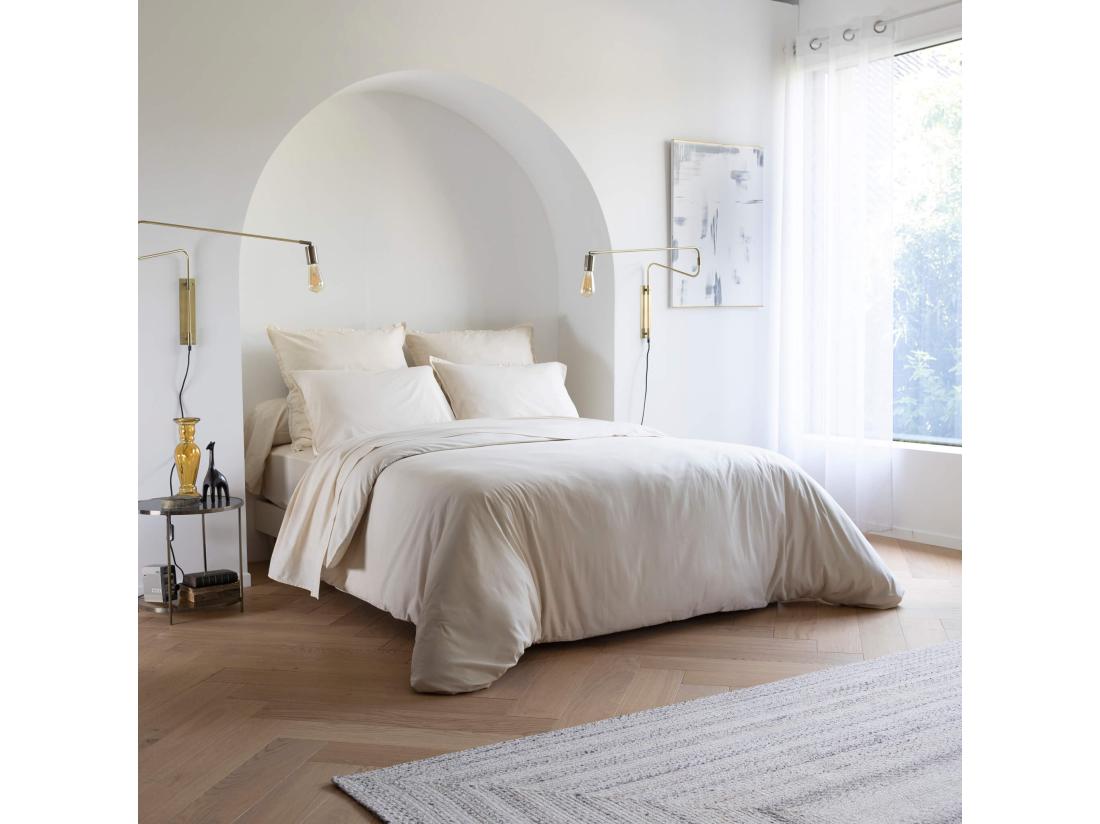 vente unique Parure de lit coton lavé - SOMEO Beige 260x240 - CELESTE