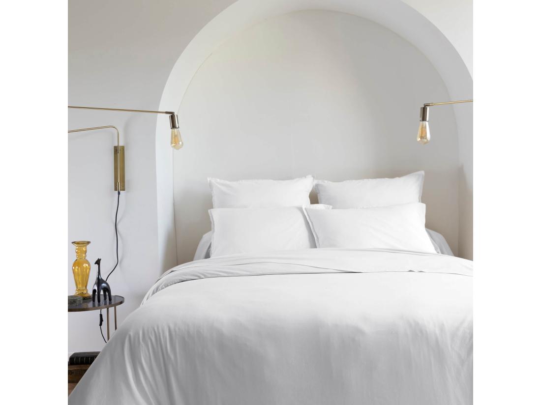 Vente Unique Parure De Lit Coton Lavé - SOMEO Blanc 260x240 - CELESTE