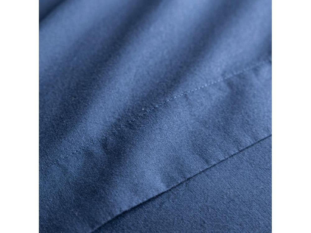 Vente Unique Parure De Lit Coton Lavé - SOMEO Bleu Marine 140x200 - CELESTE