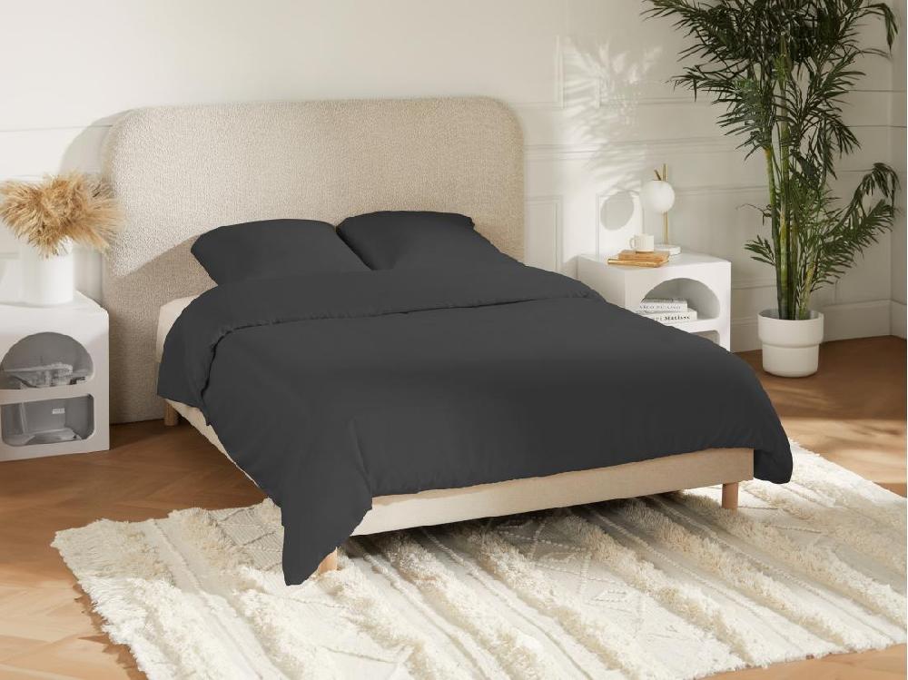 vente unique Parure de lit en satin 108 fils/cm² - Housse de couette 220 x 240 cm + 2 taies d'oreiller 63 x 63 cm - Gris anthracite - TALORA de PALACIO